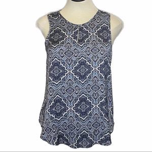 CATO Silky Sleeveless Top NEW Medallion Print in Blues Size Small